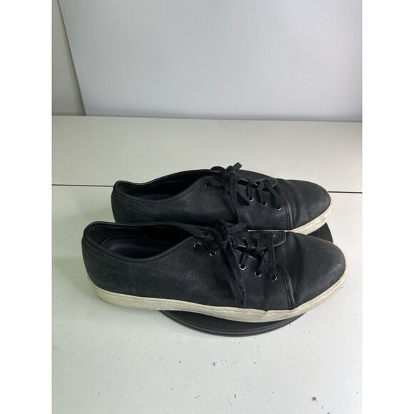 VINCE. Men's Low Top Sneakers Shoes Size EU 46 US 12 Leather Black - Picture 1 of 8